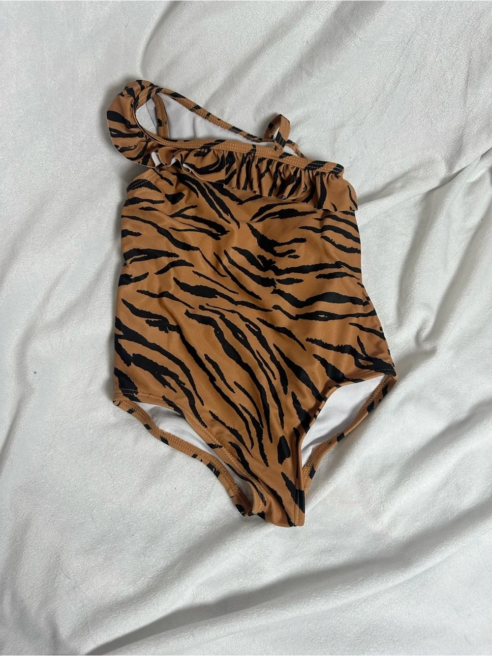 Carter's Tiger Stripe One-Shoulder Swimsuit - Brown & Black